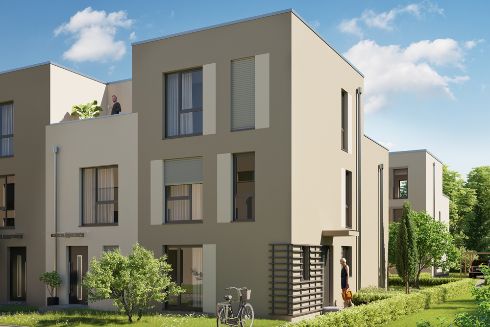 Rendering eines Reihenendhauses