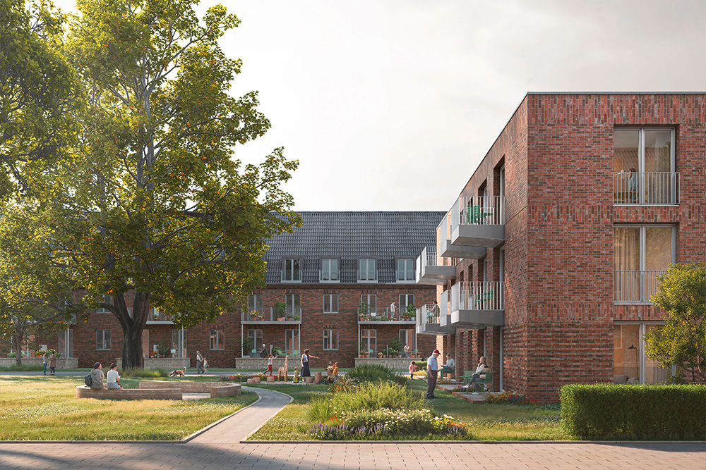 Backsteingebäude im Grünen