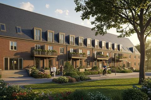 Rendering eines Backsteingebäudes